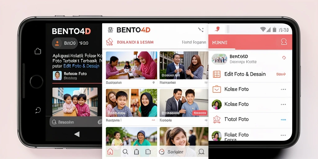 Antarmuka BENTO4D menampilkan fitur Kolase Foto yang menarik dan mudah digunakan.