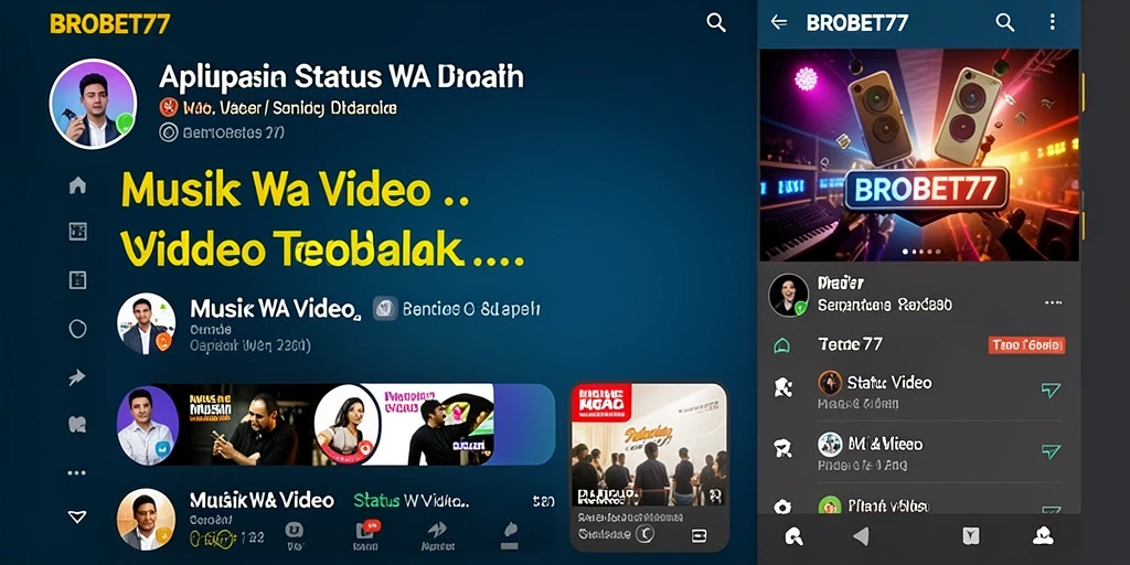 Antarmuka aplikasi BROBET77 untuk mengunduh video status WA yang menarik.
