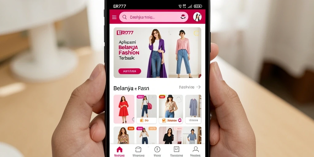 Tampilan menarik aplikasi ER777 untuk belanja fashion.