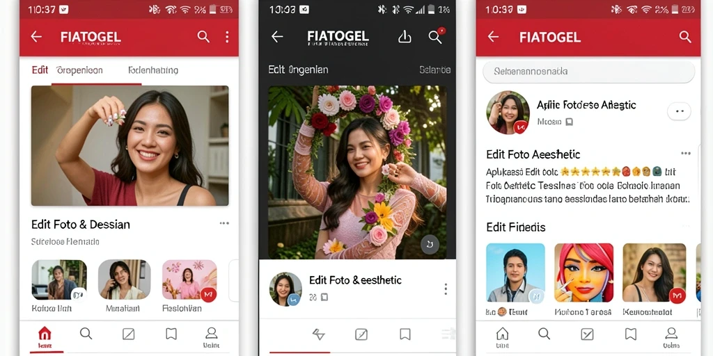 Antarmuka FIATOGEL untuk edit foto aesthetic yang user-friendly.