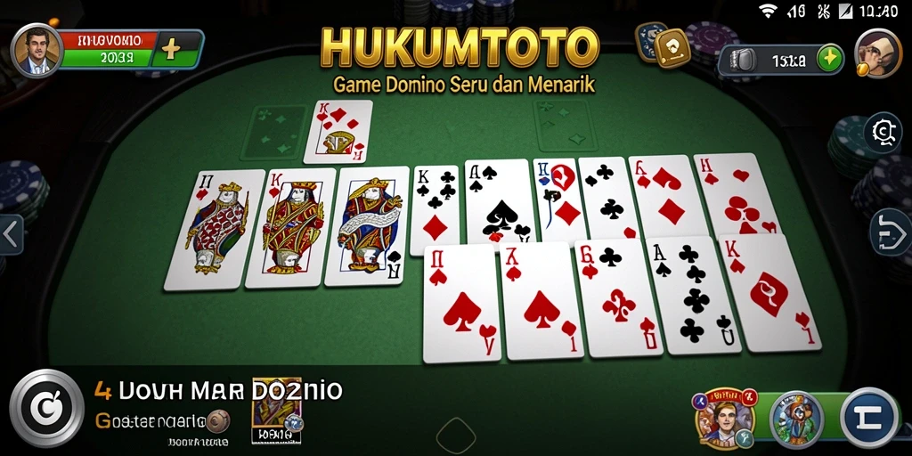 Antarmuka HUKUMTOTO yang menarik dengan fungsi domino yang mudah diakses.