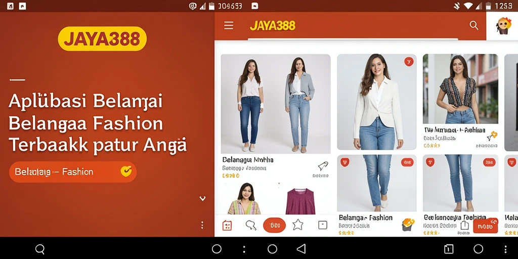 Antarmuka aplikasi JAYA388 yang menarik dan mudah digunakan untuk belanja fashion.
