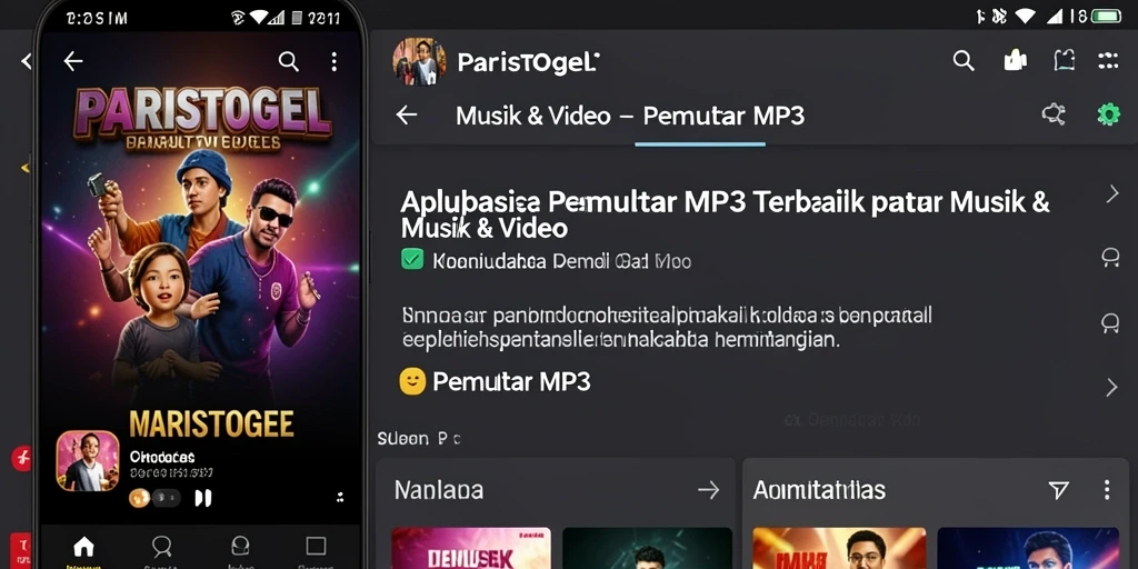 Antarmuka pengguna aplikasi Pemutar MP3 PARISTOGEL yang menarik dan modern.