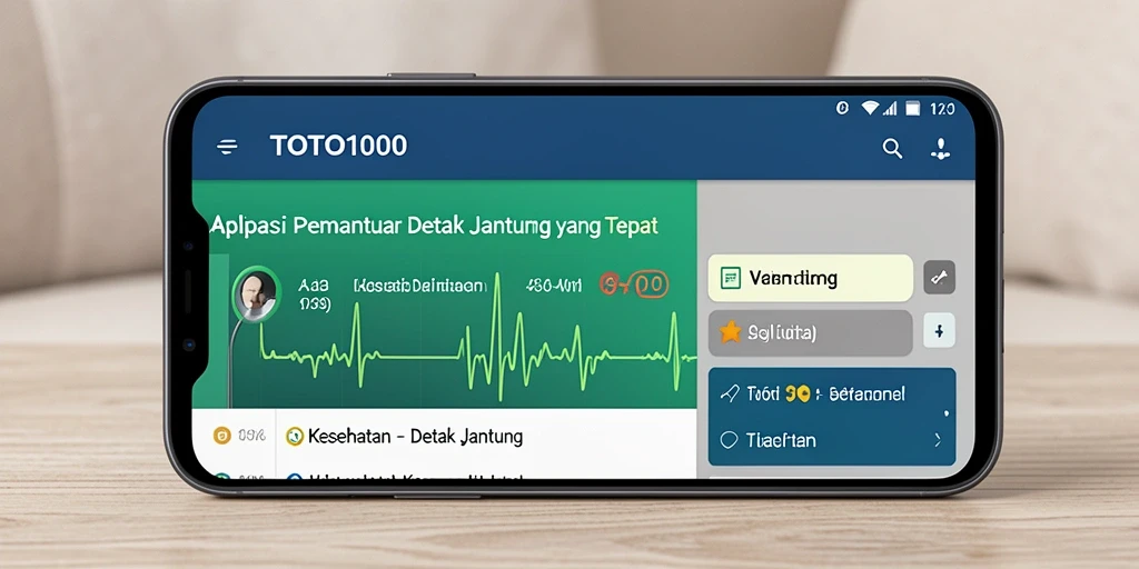 Tampilan antarmuka utama TOTO1000 untuk pemantauan detak jantung.